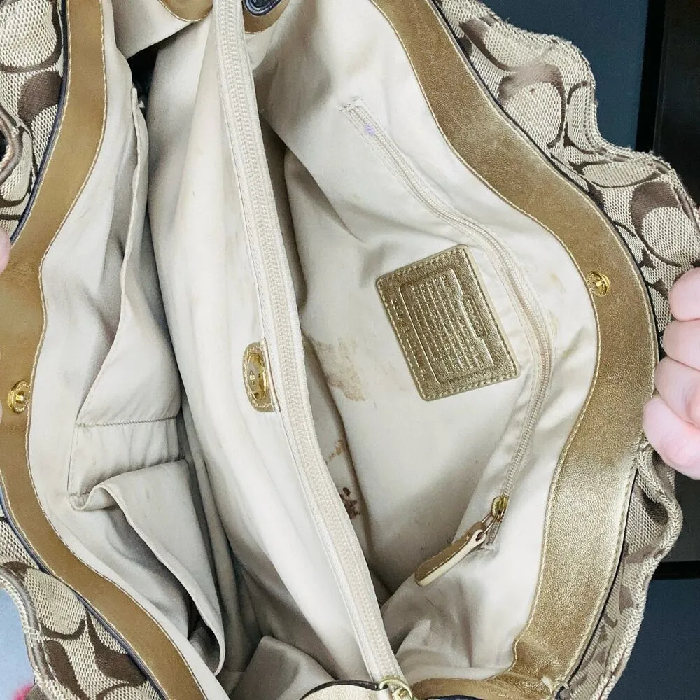 COACH Women's Brown Penelope Signature Leather Duffle Hobo Shoulder Handbag - Image 5