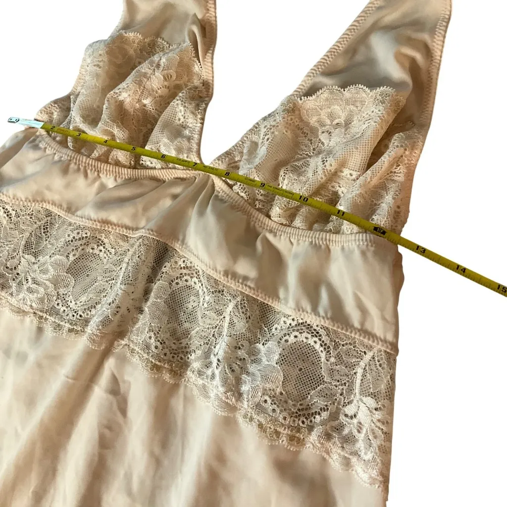 Underella By Ella Moss Womens Cream Lace Chemise Lingerie Slip Dress Size L Tan Size L - Image 4
