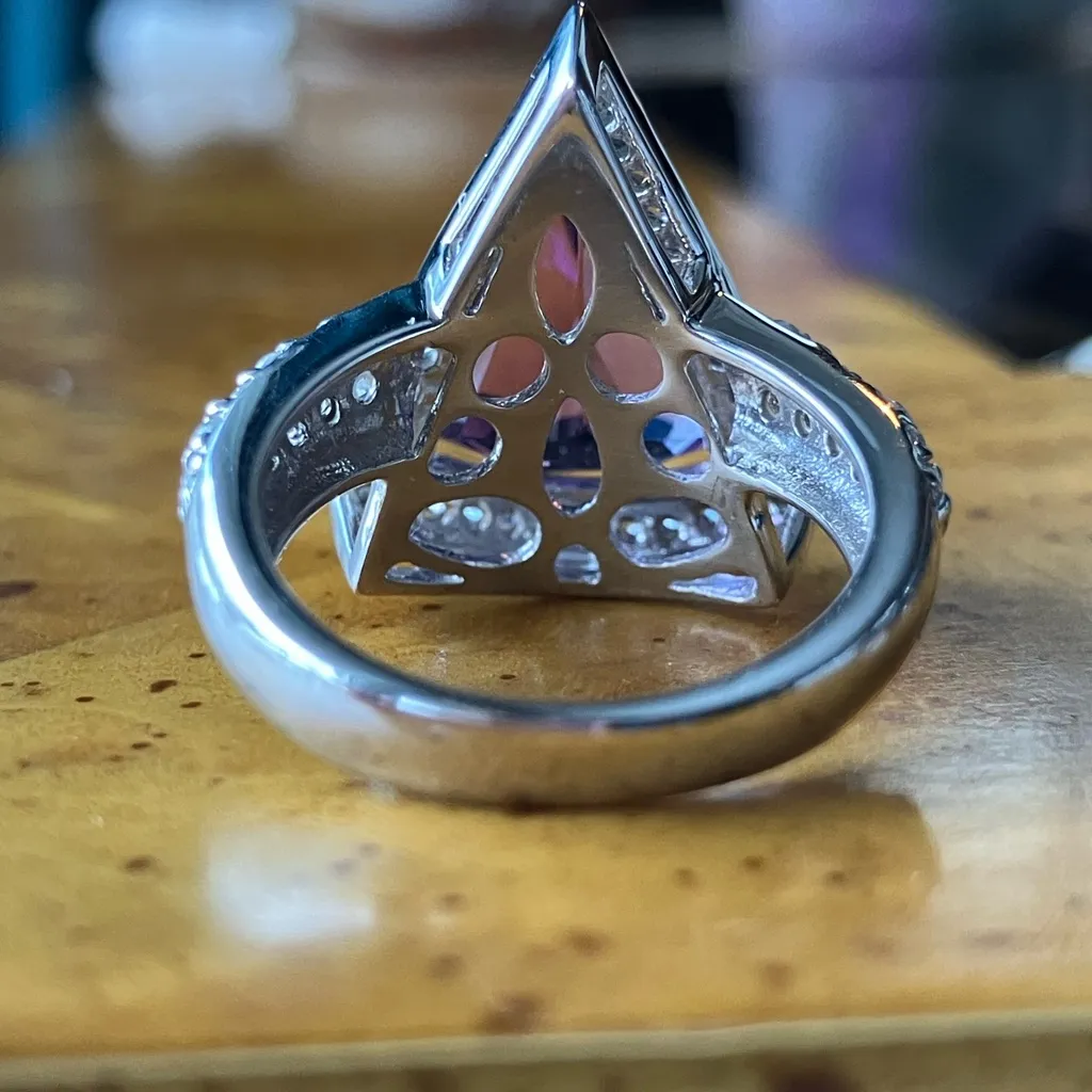 African Amethyst Sterling Silver Ring Size 6 Purple - Image 5