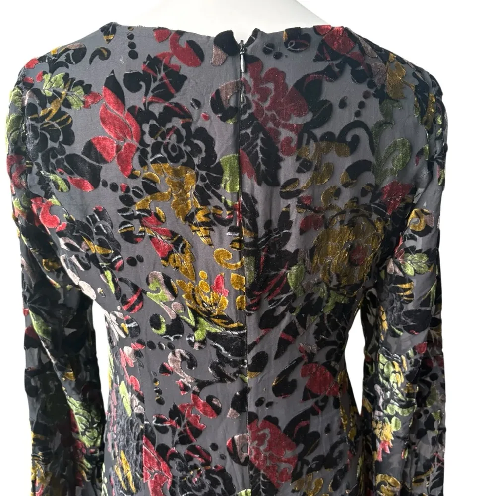 HUGO BUSCATI Jewel Tone Velvet Burnout Dress, Sz M - Image 12