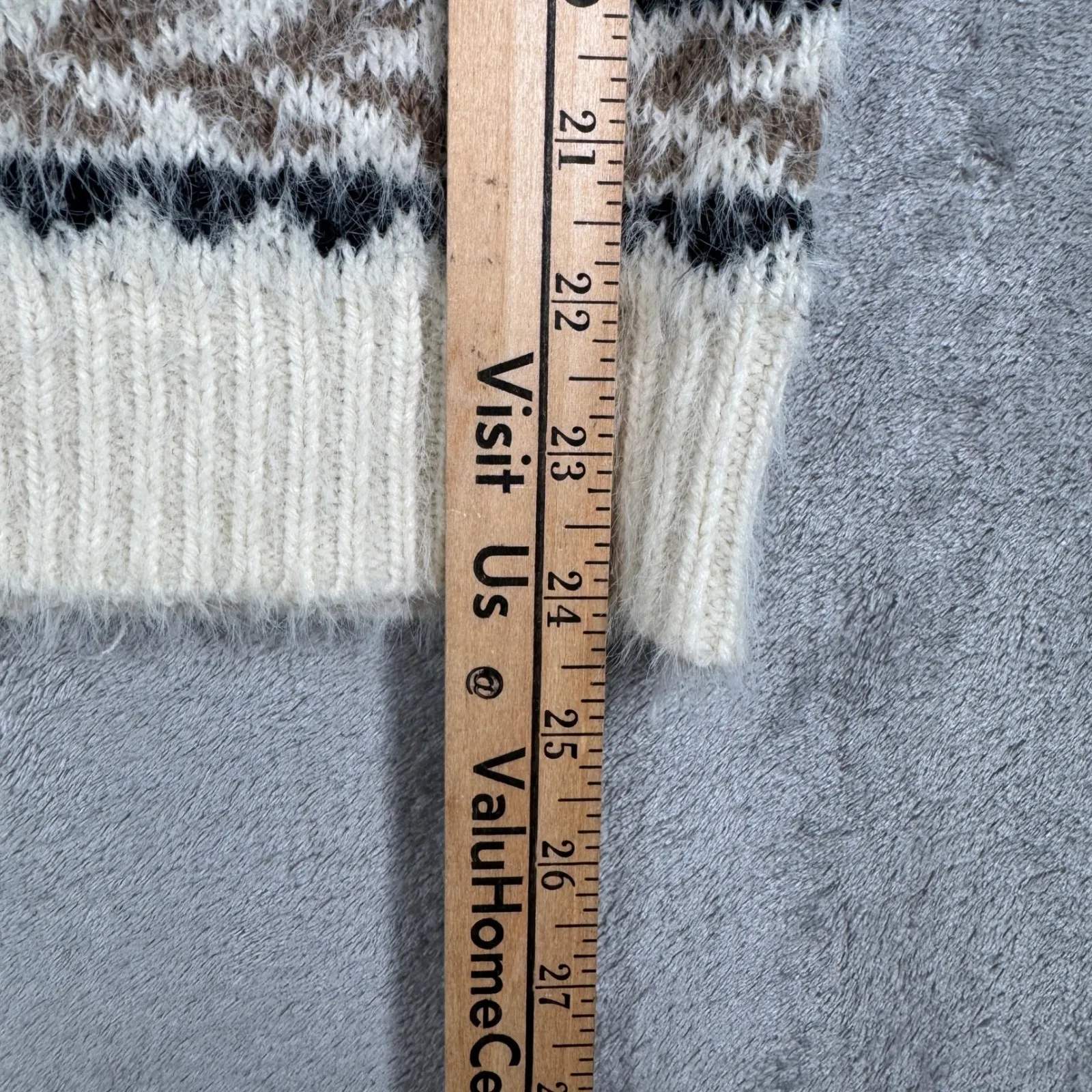 Molly Bracken Black White Tan Fuzzy Knit Sweater Women's TU Oversized Boho Cozy - Image 10