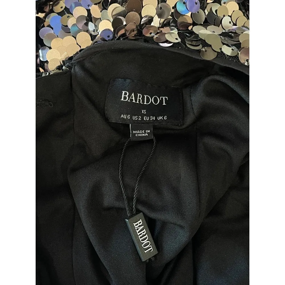 Bardot Valentina Sequin Mini Dress Smoke Womens Size XS - Image 8