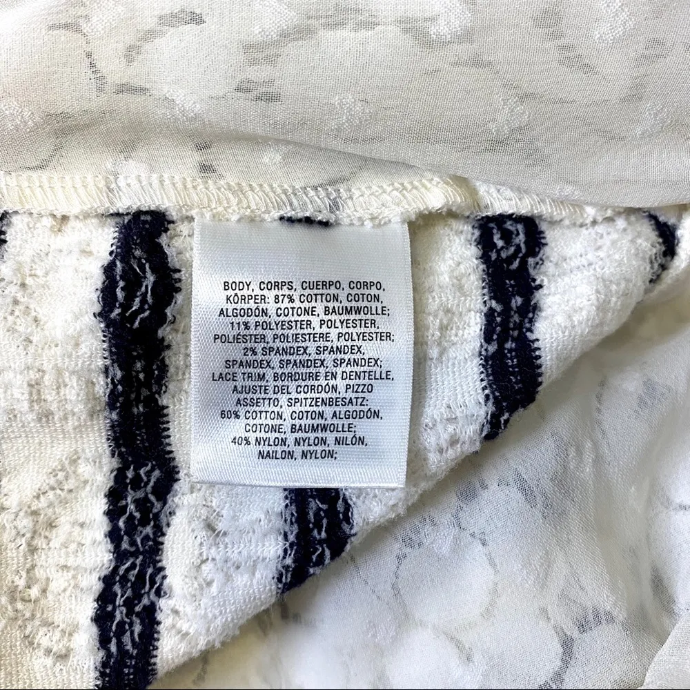 Anthropologie Stripe & Lace Sweater Cardigan Balck & White XS - Image 9