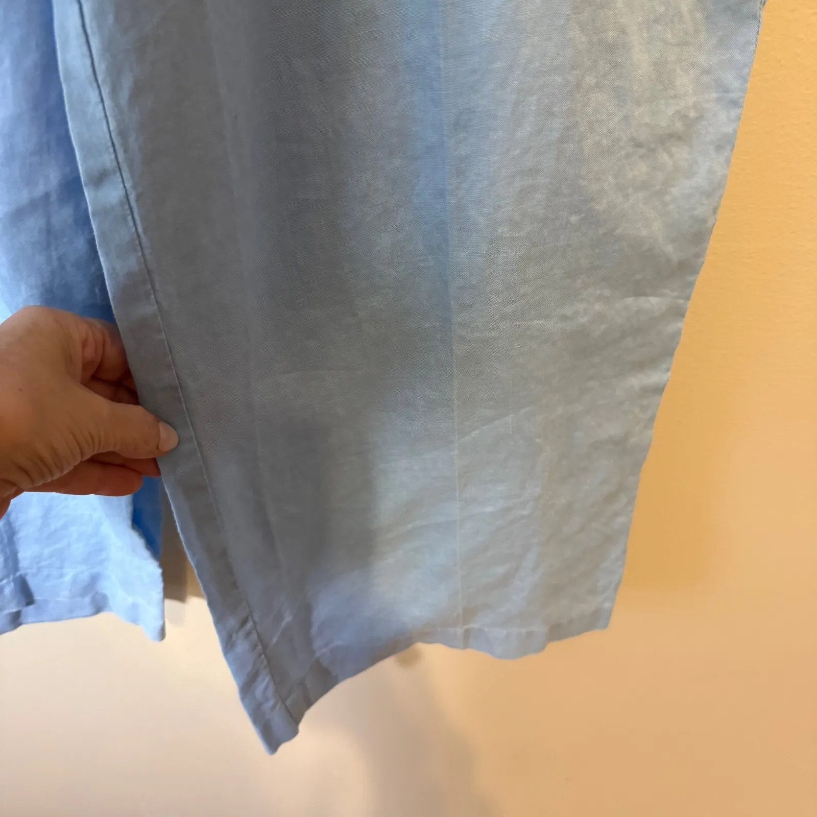 PB moore Women's Light Blue 100% Linen Wide Leg Pants Size L Vacation Beach Size L - Image 4