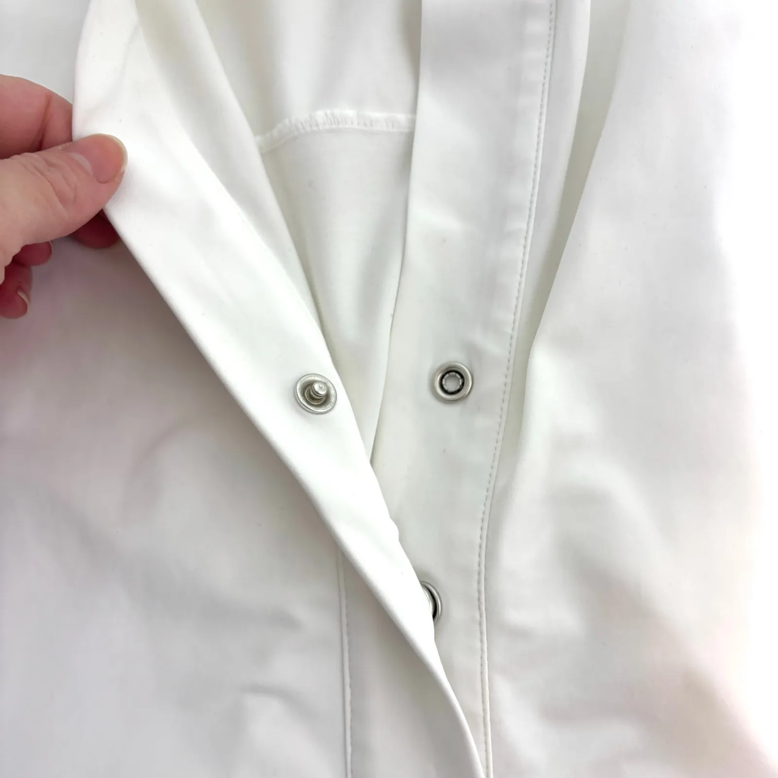 Aday Something Borrowed White Long Sleeve Button Up Tunic Top S - Image 6