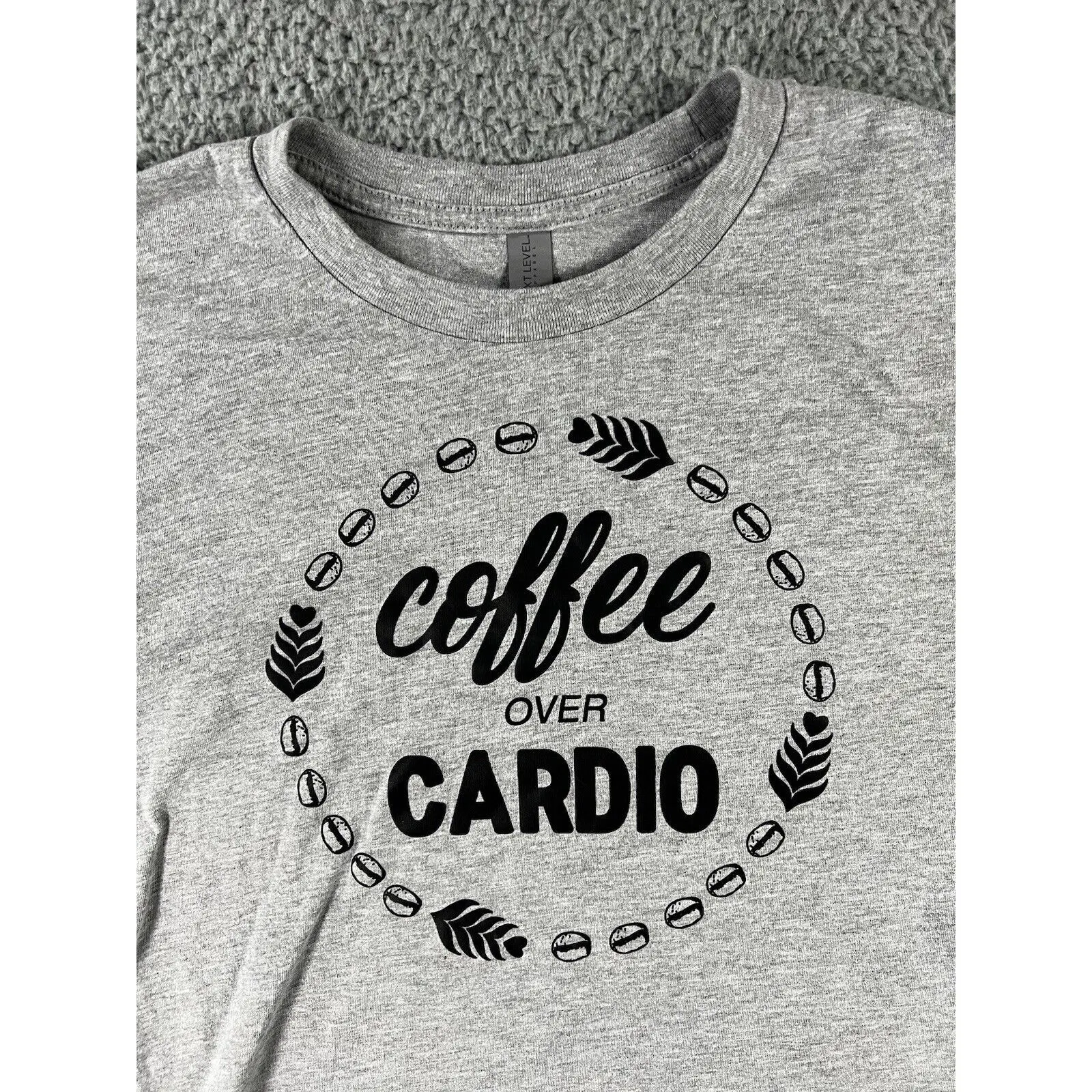 Next Level Apparel Coffee Over Cardio T Shirt Women Medium Graphic‎ Short Sleeve - Image 2