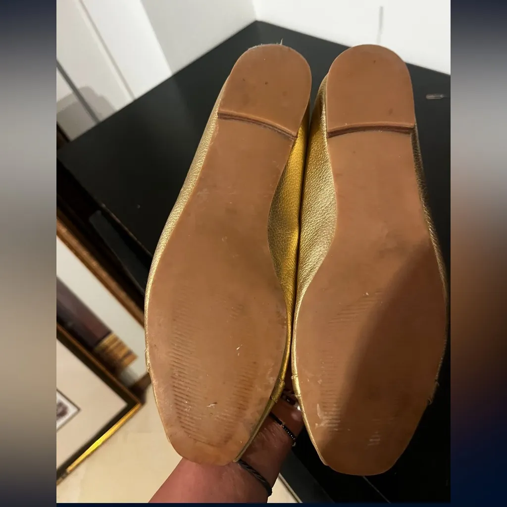 Leather Elegant Gold Women's Shoes Size 7 - Image 4