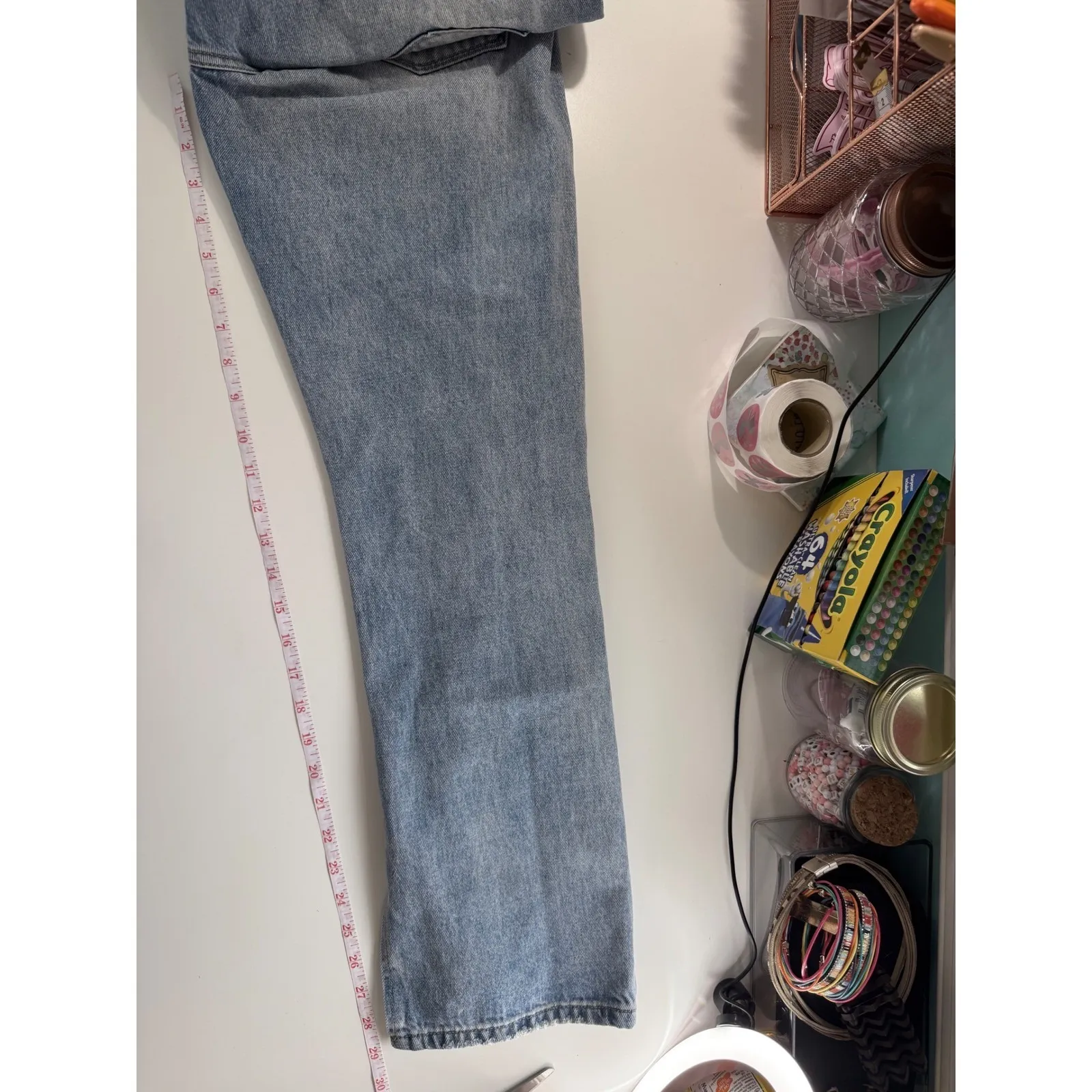 VERVET‎ Women Light Wash Distressed Flare Jeans | Side Slits Size 26 | Boho Chic - Image 13