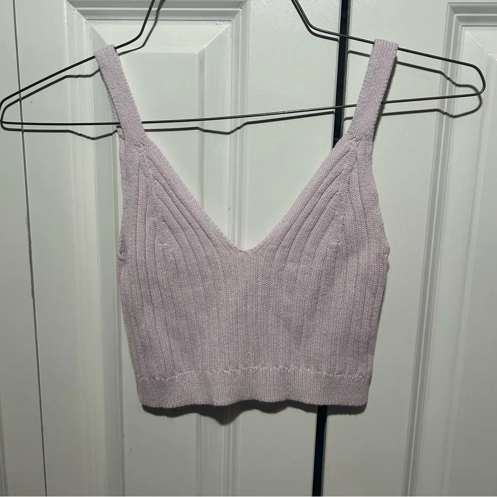 Aerie Knit Cropped Tank Top Pink - Image 3