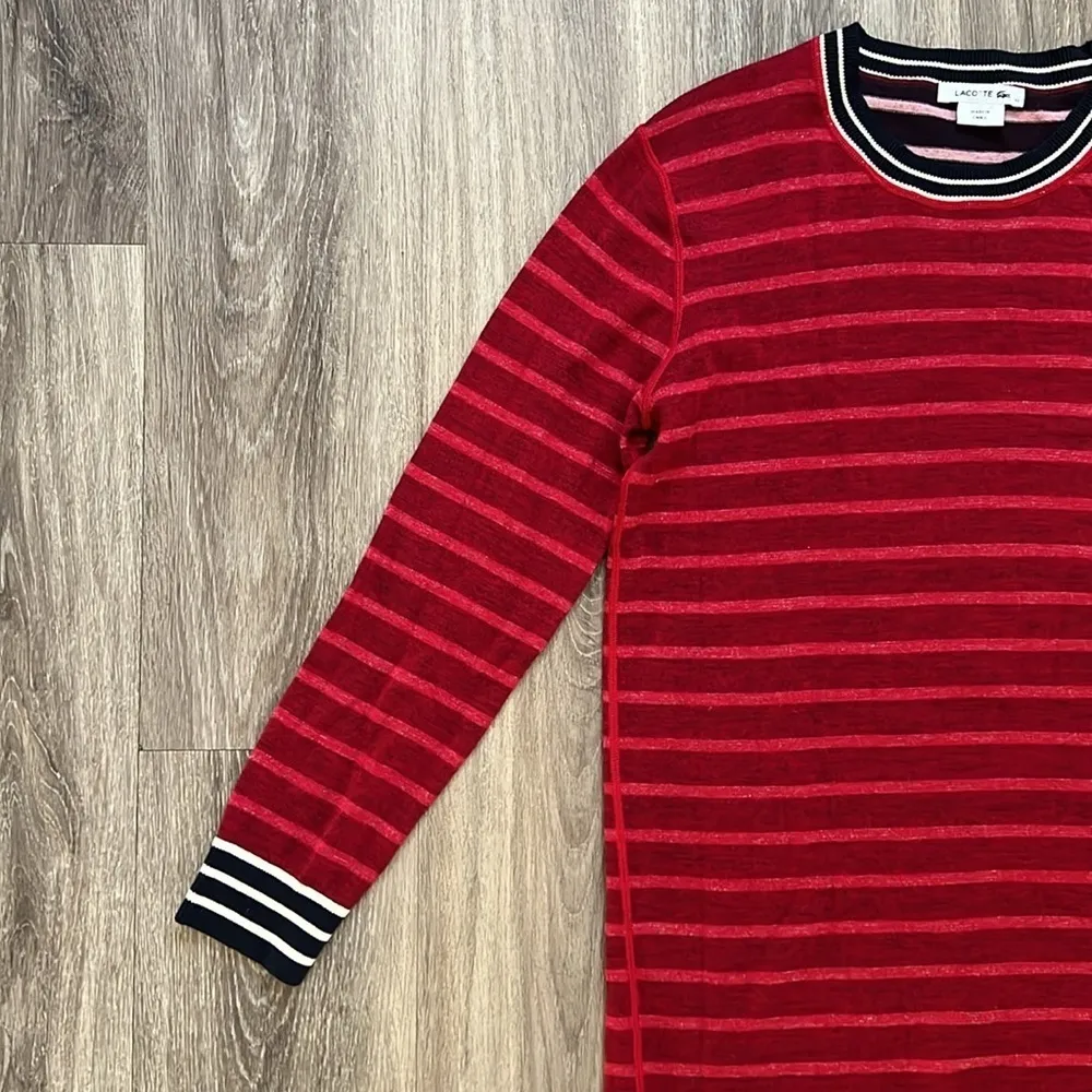 Lacoste Striped Sweater Dress Long sleeve Merino Wool Size 44  Women’s Casual - Image 5