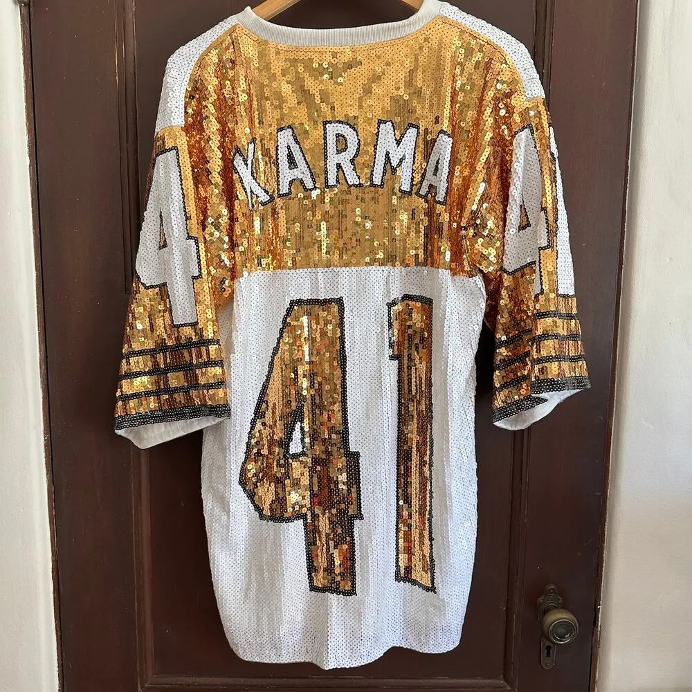 New Orleans Saints | Sequin Karama "Karma" 41 Jersey | Size Large Gold - Image 2