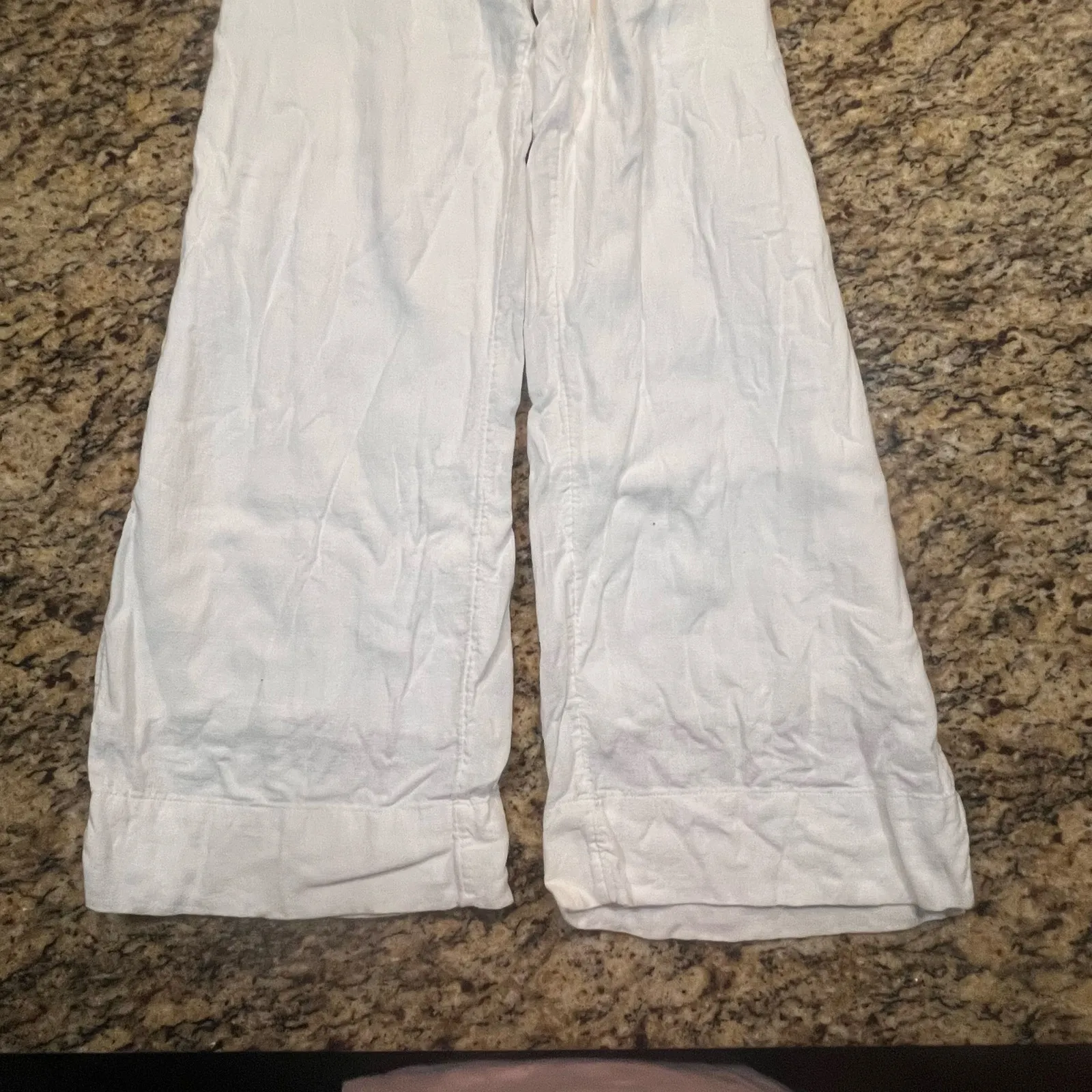 Abercrombie & Fitch Linen Pants S White Wide Leg Summer Beach Linen Blend - Image 4
