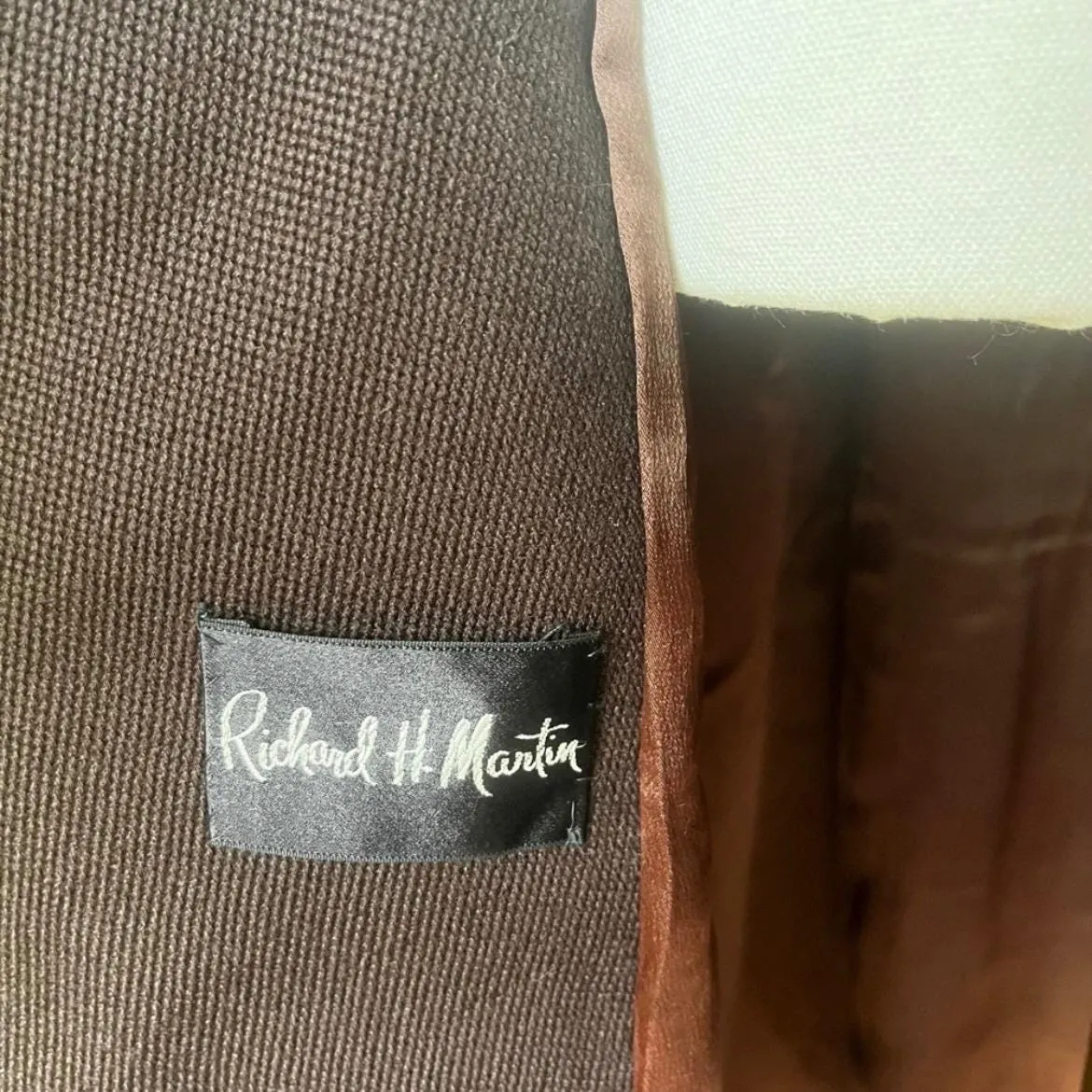 Vintage 1960s Richard H. Martin Brown Wool Coat‎ Mink Fur Collar & Cuffs L/XL - Image 9