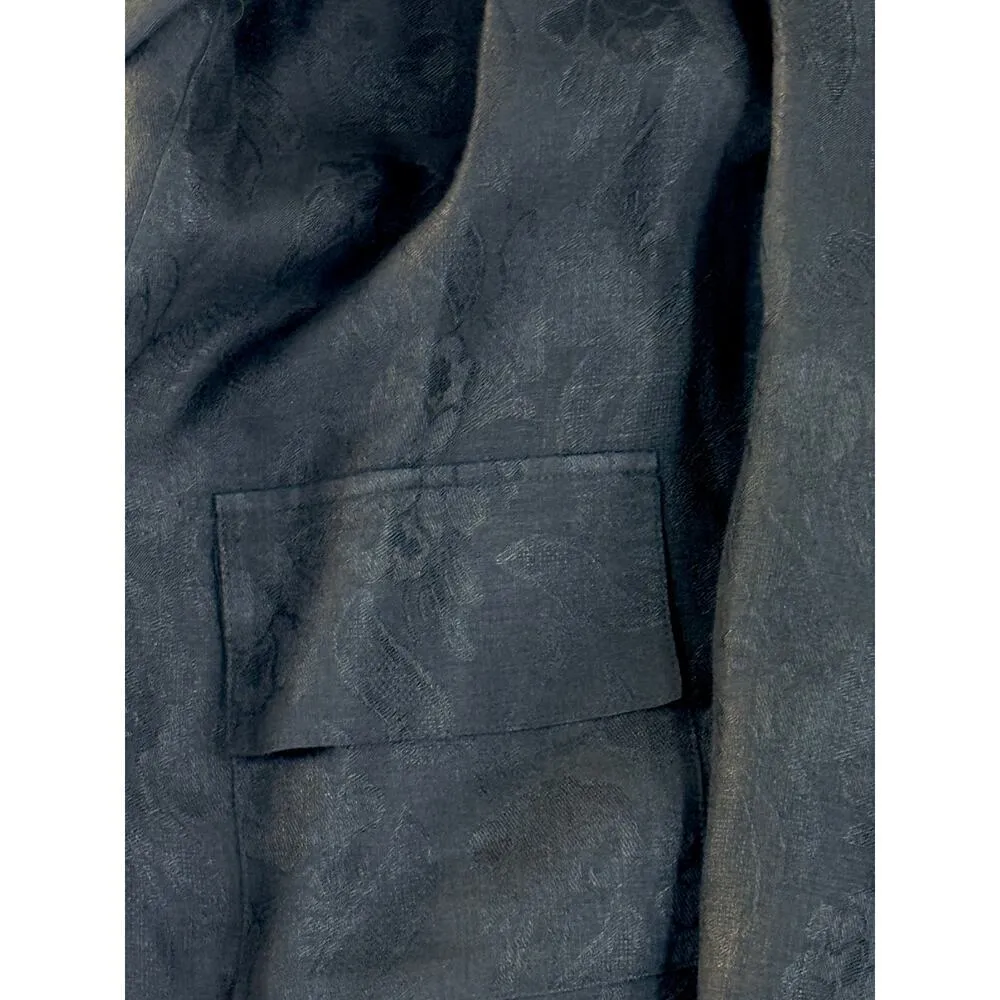 VTG Shamask Black Linen Floral Damask Pant Suit Bergdorf Goodman Sz 2 L/XL Size L - Image 3