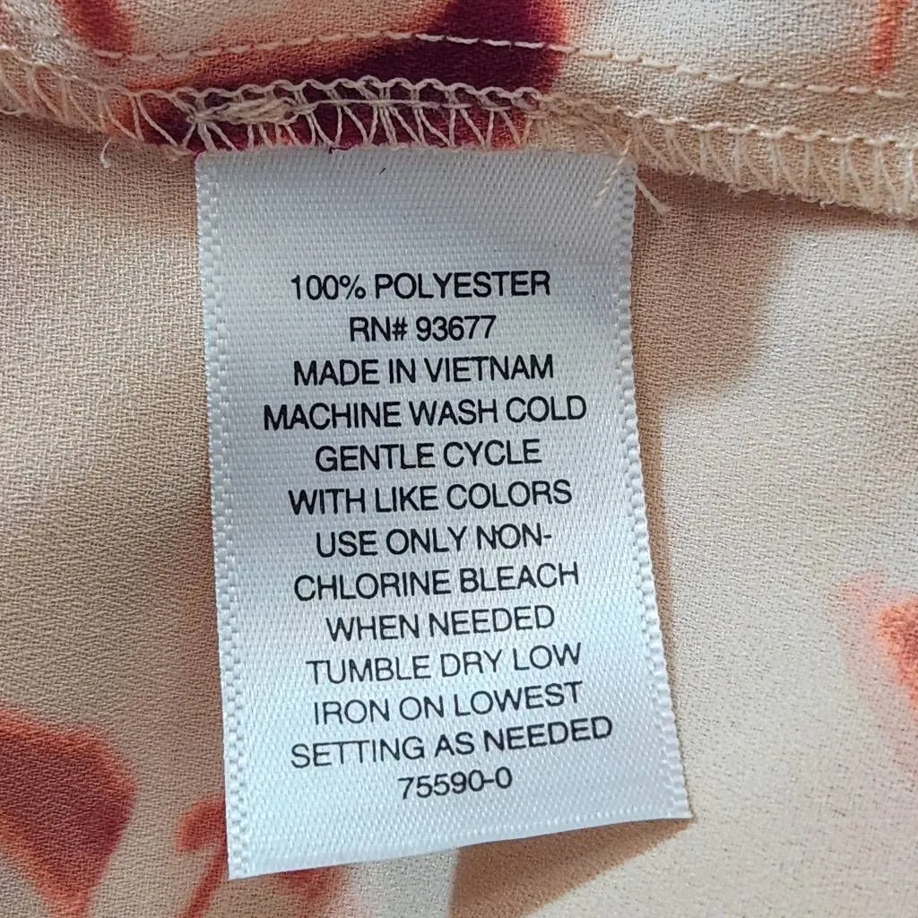 Worthington Pink Abstract Floral Print Wrap Blouse Size XL Pink Wrap Top - Image 9