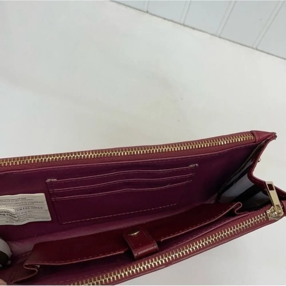 LA DIVA Zip Wallet Vegan Leather 90s burgundy red maroon vintage - Image 5