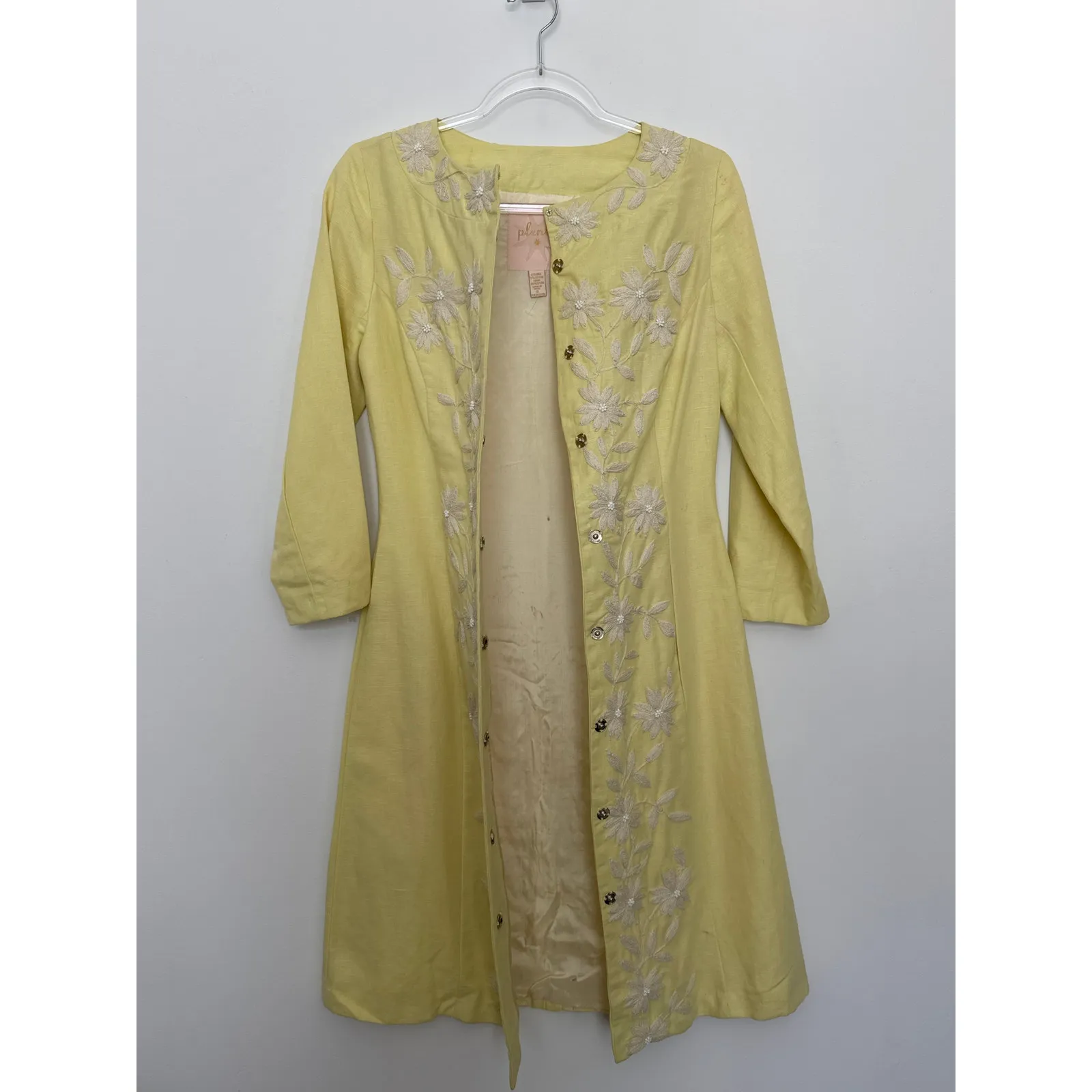 Plenty by Anthropologie embroidered lemon yellow linen cotton shift dress 6 - Image 11