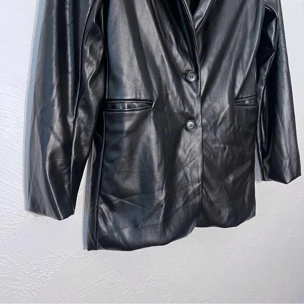 Joie Black Faux Leather  Lined Jacket Size M - Image 7