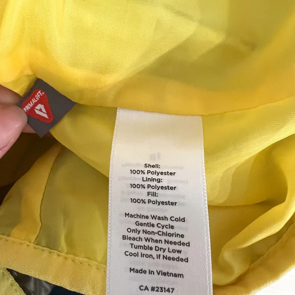 TALBOTS Quilted Puffer Lightweight Olive Green Yellow Jacket Sz L - Image 6