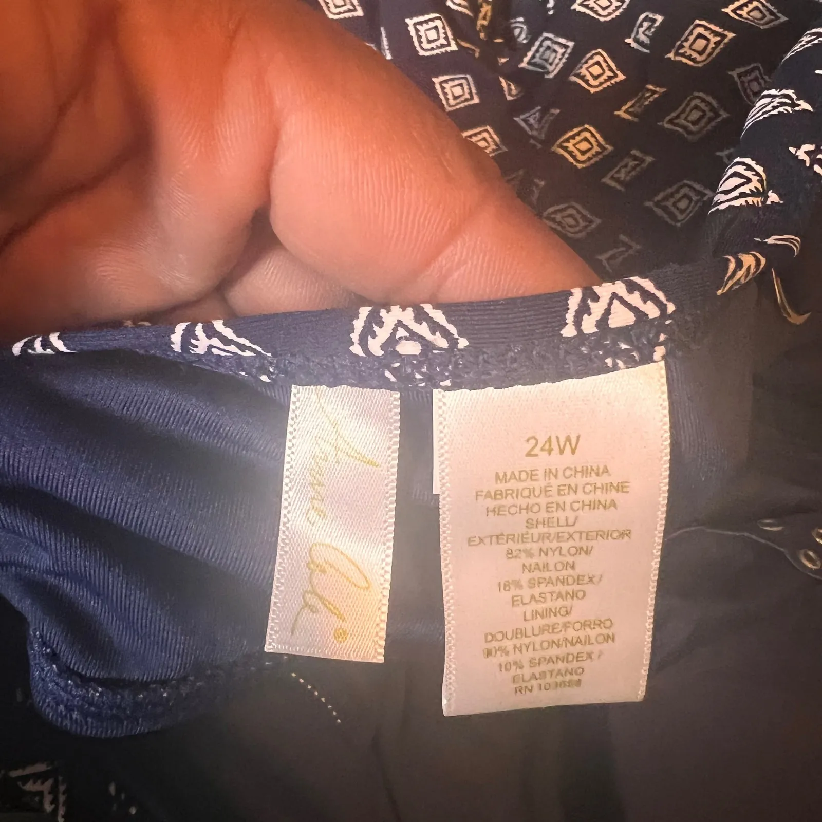 Anne Cole Navy Print One Piece‎ Swimsuit Plus Size 24W New With Tags - Image 5