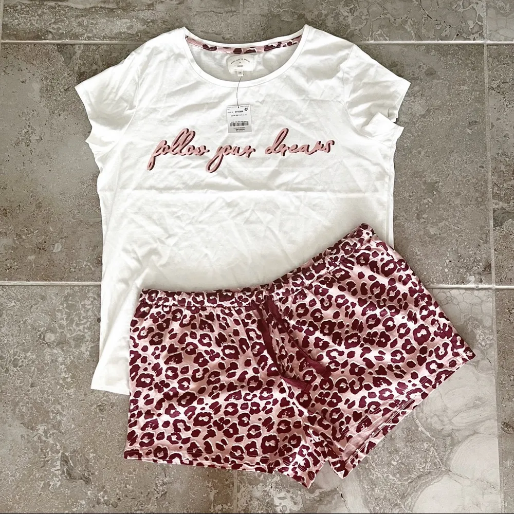 Next 2-Piece Pajama Follow Your Dreams Top & Shorts Animal Print Size L NWT - Image 12