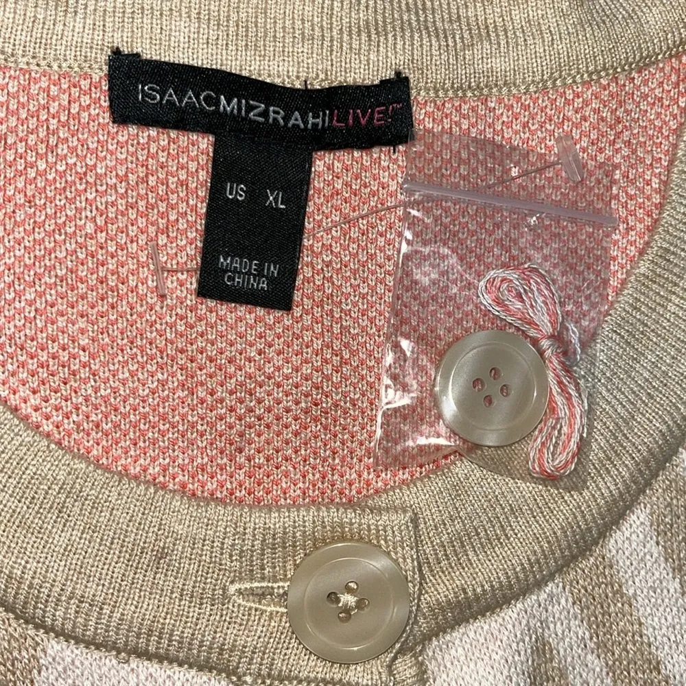 Isaac Mizrahi Live! NWT Size XL Patchwork Stripe Jacquard Sweater Coat Cardigan - Image 5