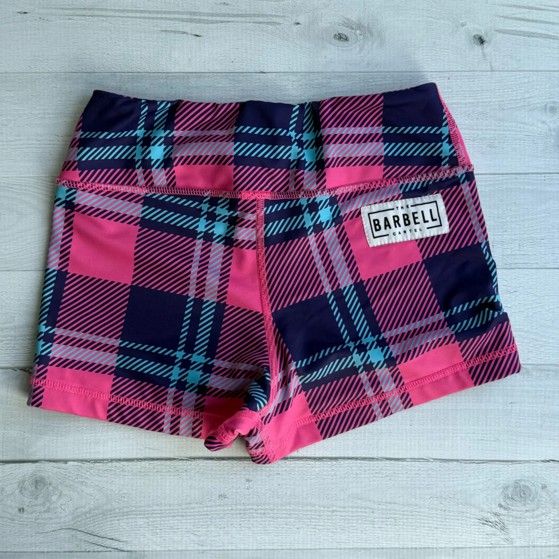 RARE The Barbell Cartel Pink Tartan Comp Short 2.5” Size S - Image 2