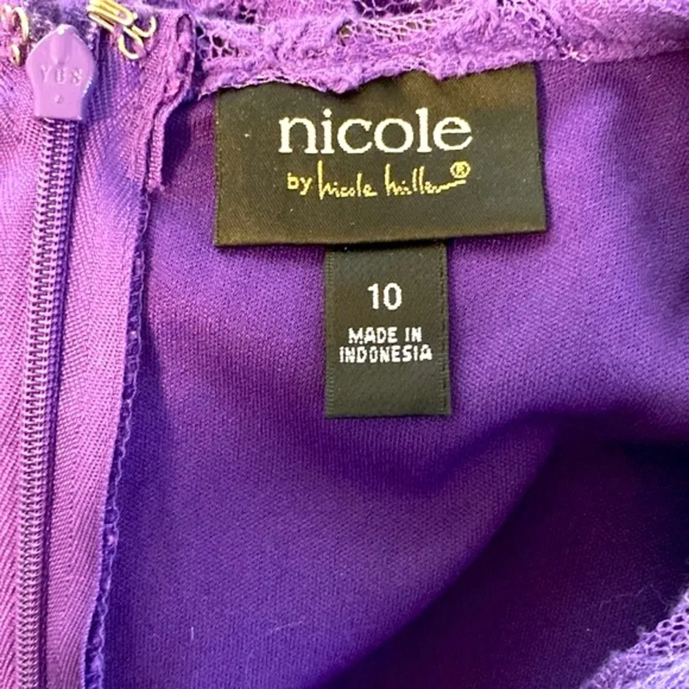 Nicole by Nicole Miller || Purple lace lined shift dress with cap sleeves - Image 7