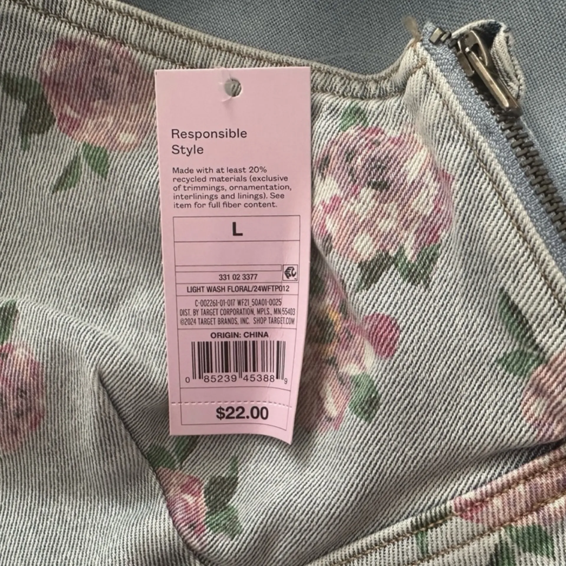 NWT! Wild Fable Cropped Floral Light Wash Denim Vest Large blue pink 90s vibes - Image 7