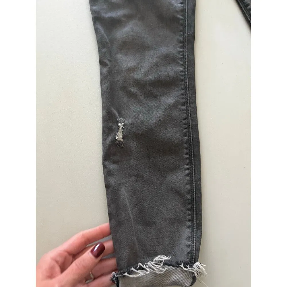 Spanx Brand Distressed Gray Leggings with Raw Hem - Image 2