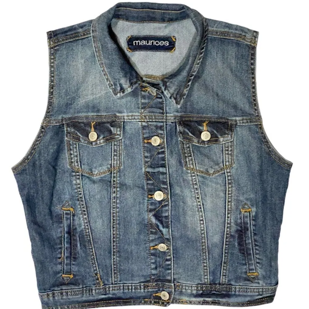 Maurice’s Medium Wash Denim Vest - Image 6