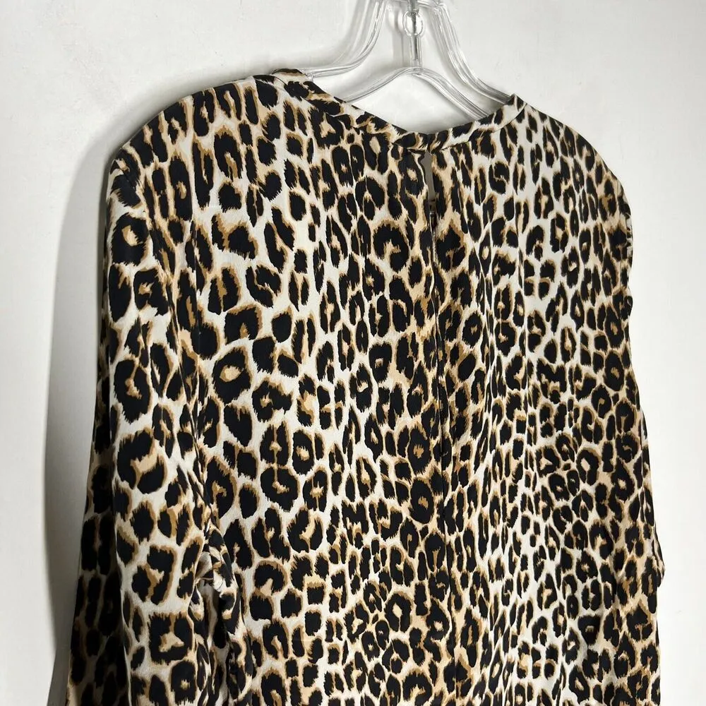 EQUIPMENT Femme Sz M Aubrey Silk Shift Dress Leopard Animal Print - Image 5