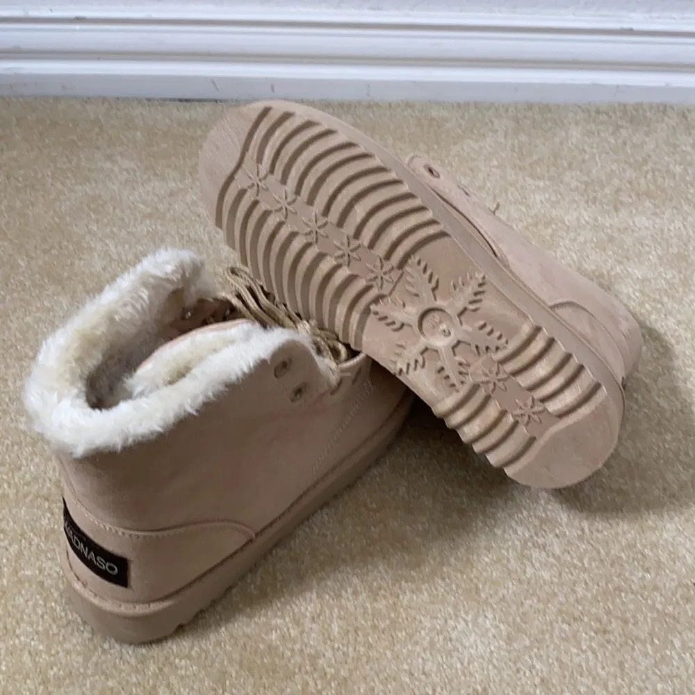 Women’s or Men’s Soft Faux Fur Lined Lace Up Boots Size 40 EU NEW Tan - Image 6