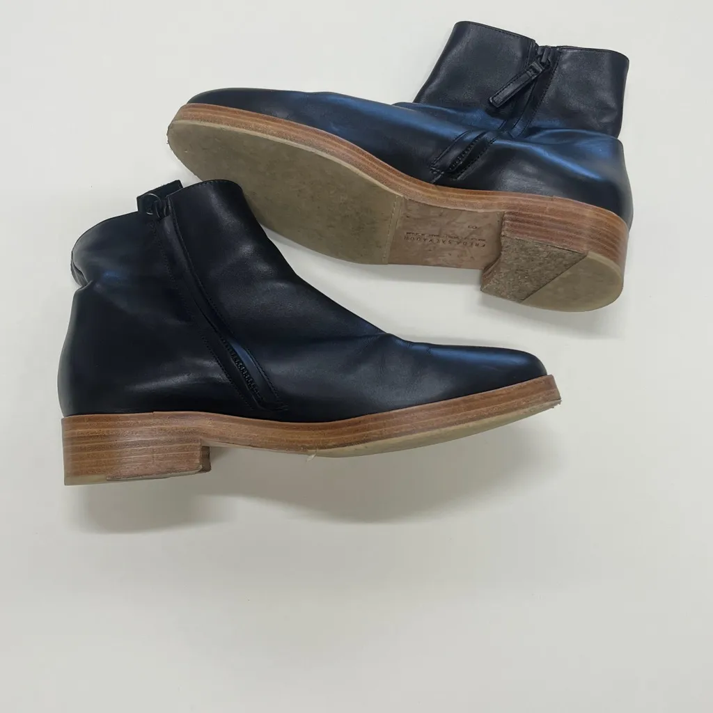 Freda Salvador black leather Chelsea Boots size 8 wooden sole block heel - Image 5