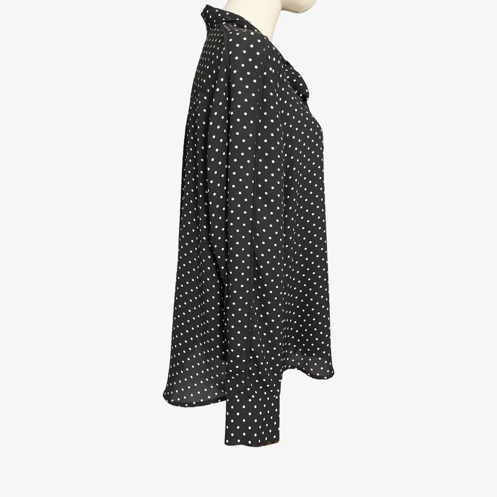 Who What Wear Black White Polka Dot Tie Neck Blouse XL Long Sleeve - Image 3