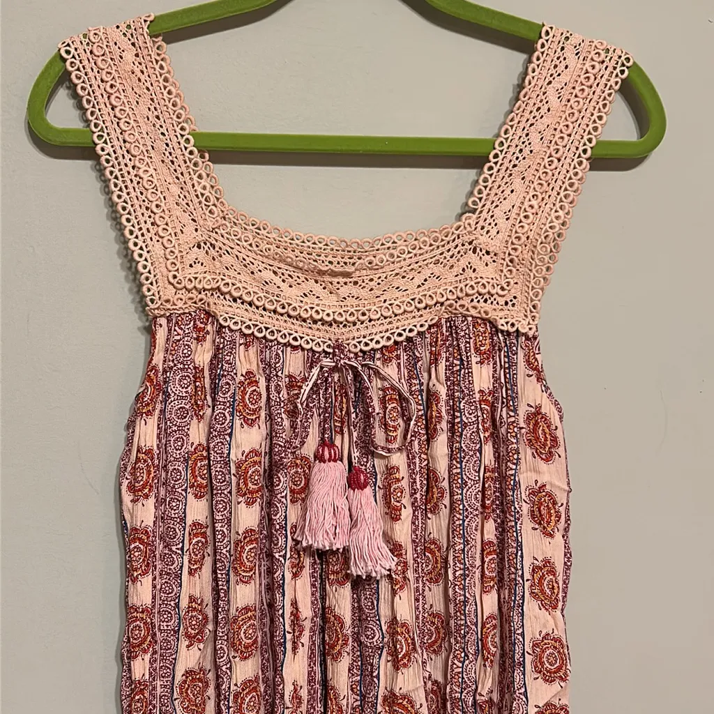 B.O.G. Collective Lace Design Floral Print Smock Neck Short Dress - Image 5