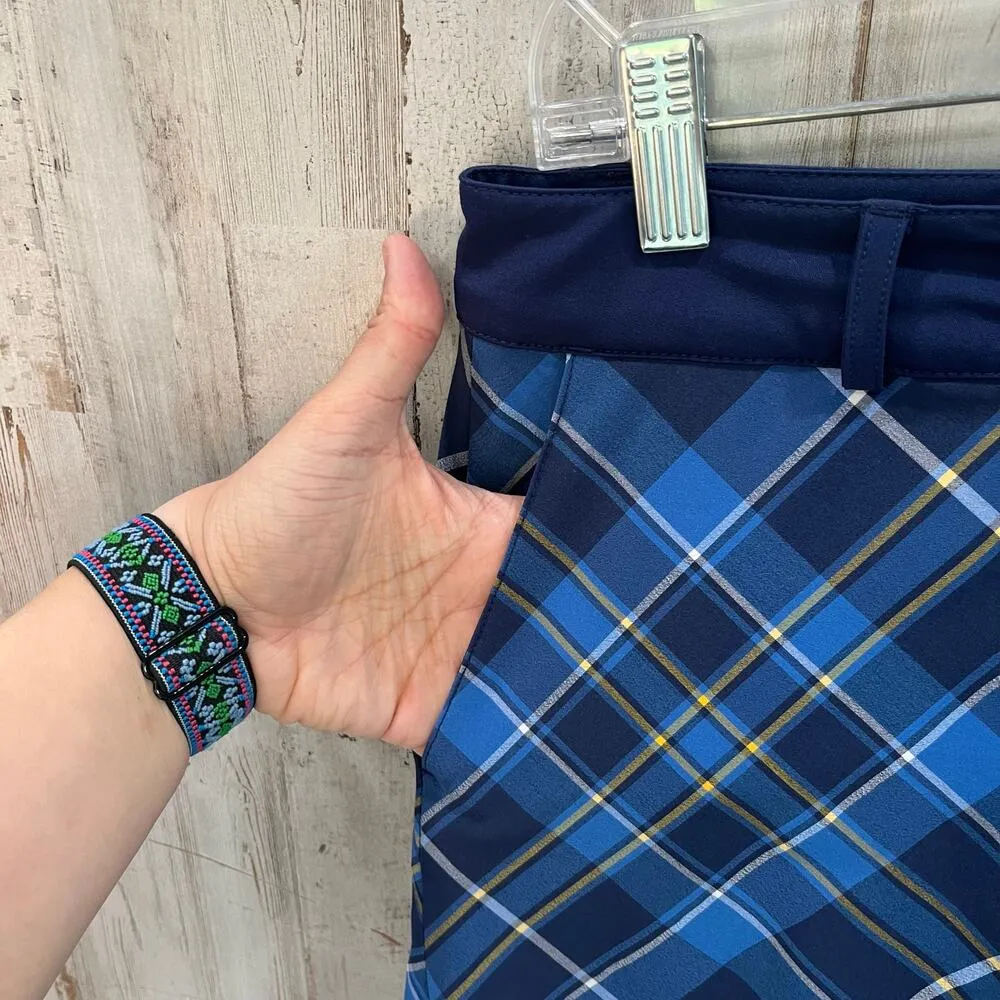 Lady Hagen Womens size 4 navy Plaid Golf Tennis Skort Pockets hydro dri - Image 4