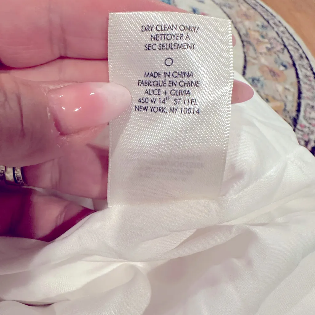 ALICE & OLIVIA VIDA PUFF HIGH MOCK NECK CREAM White Ruffle SHORT SLEEVE Dress 10 - Image 9