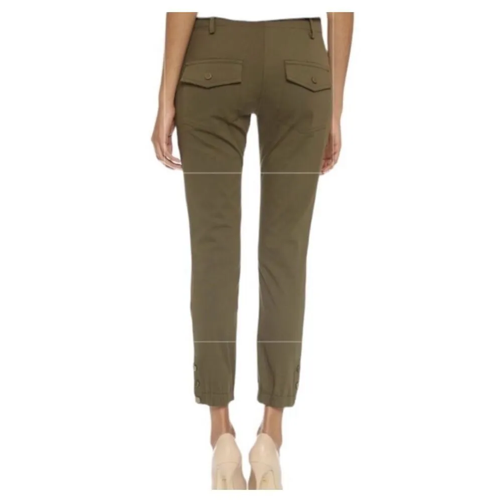 Veronica Beard Field Cargo Pants Army Green Elastic Jogger Hem Side Snaps Size 6 - Image 2