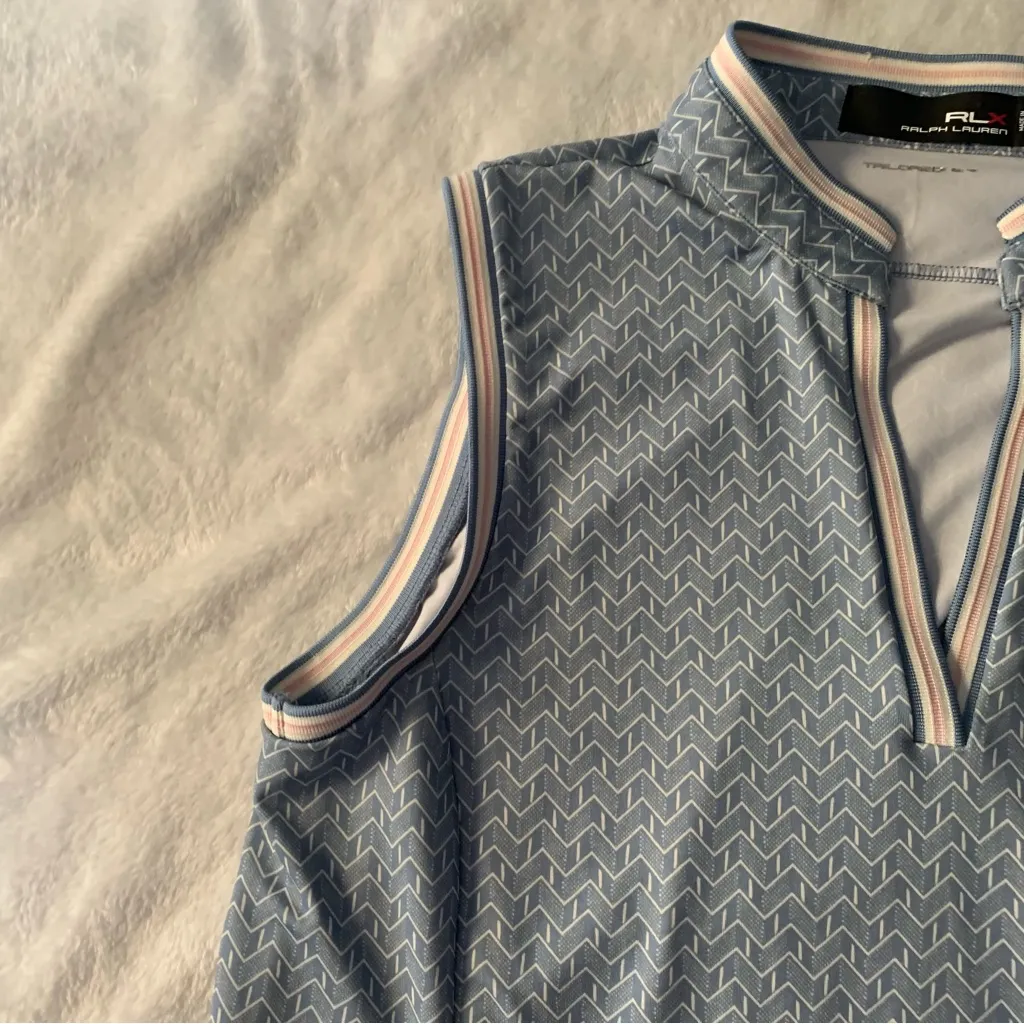 Ralph Lauren RLX size medium golf tank top athletic tennis blue white pattern - Image 5