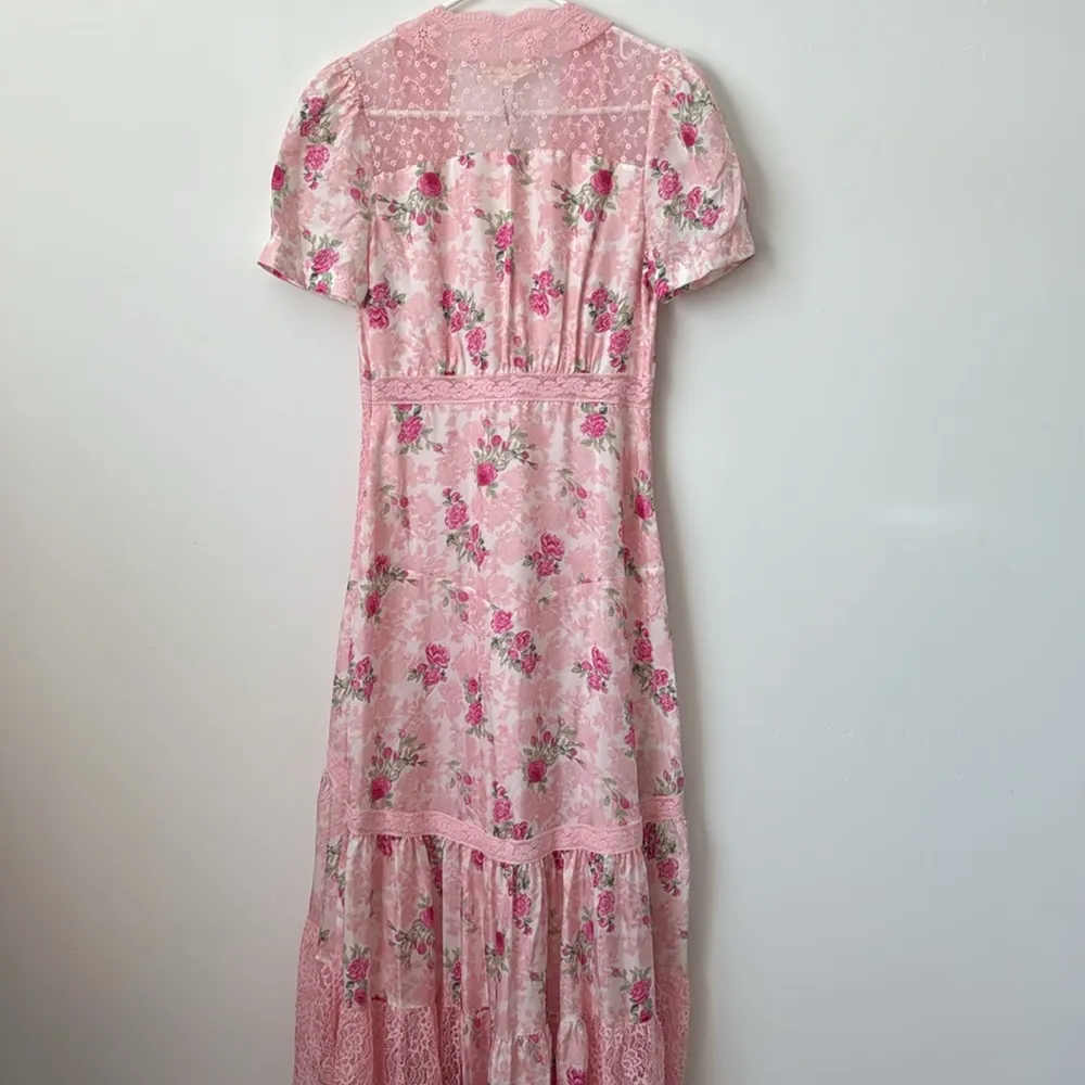 LoveShackFancy Tink 100% Silk Dress in Pink Ivy Size: 2 - Image 8