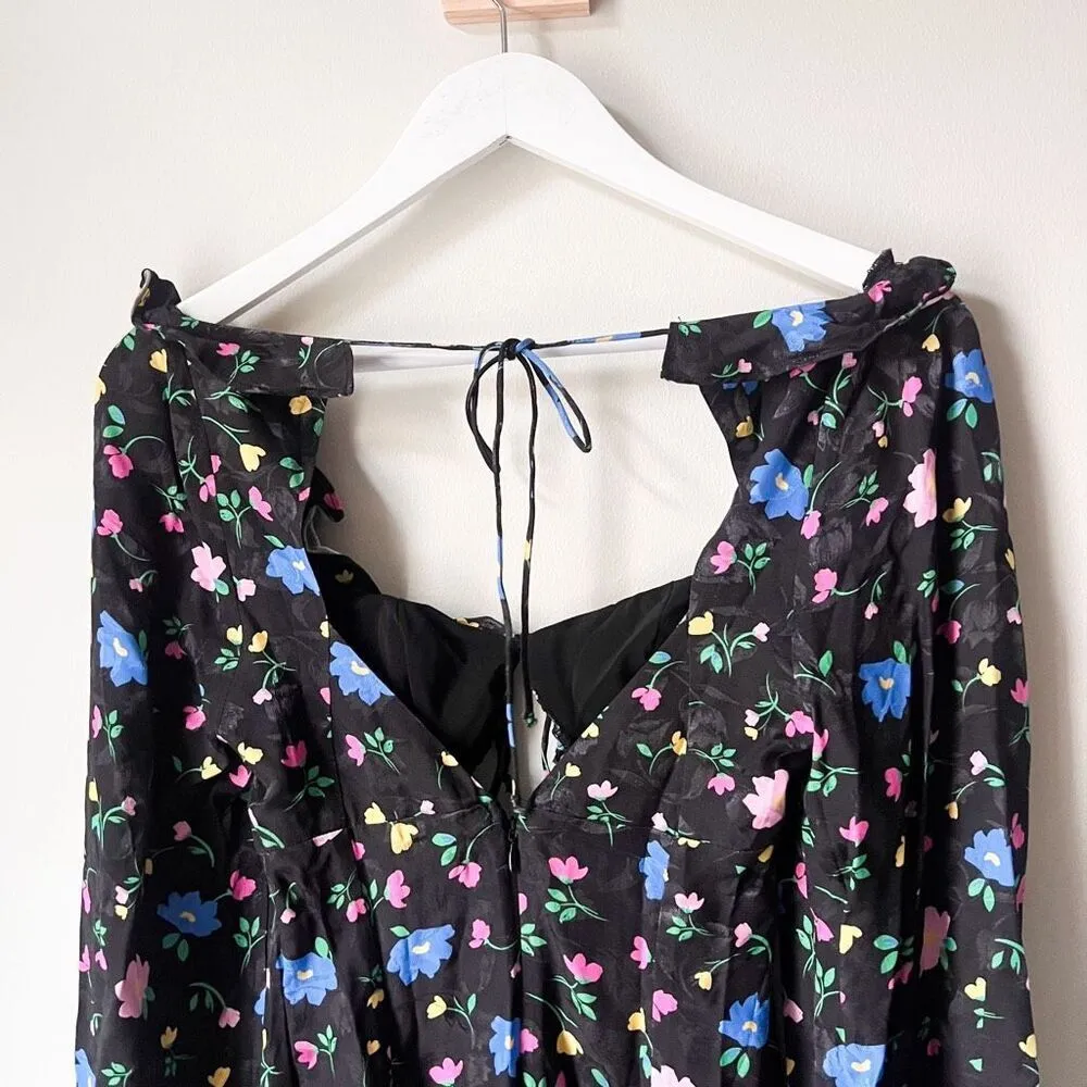 New For Love and Lemons Lexy Black Floral Long Sleeve Dress Size XS - Image 9