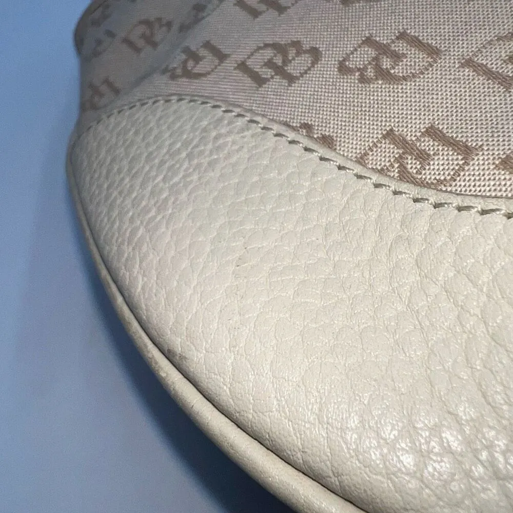 Dooney & Bourke Cream Signature Canvas and Leather Hobo Bag with Adjustable Leat - Image 8