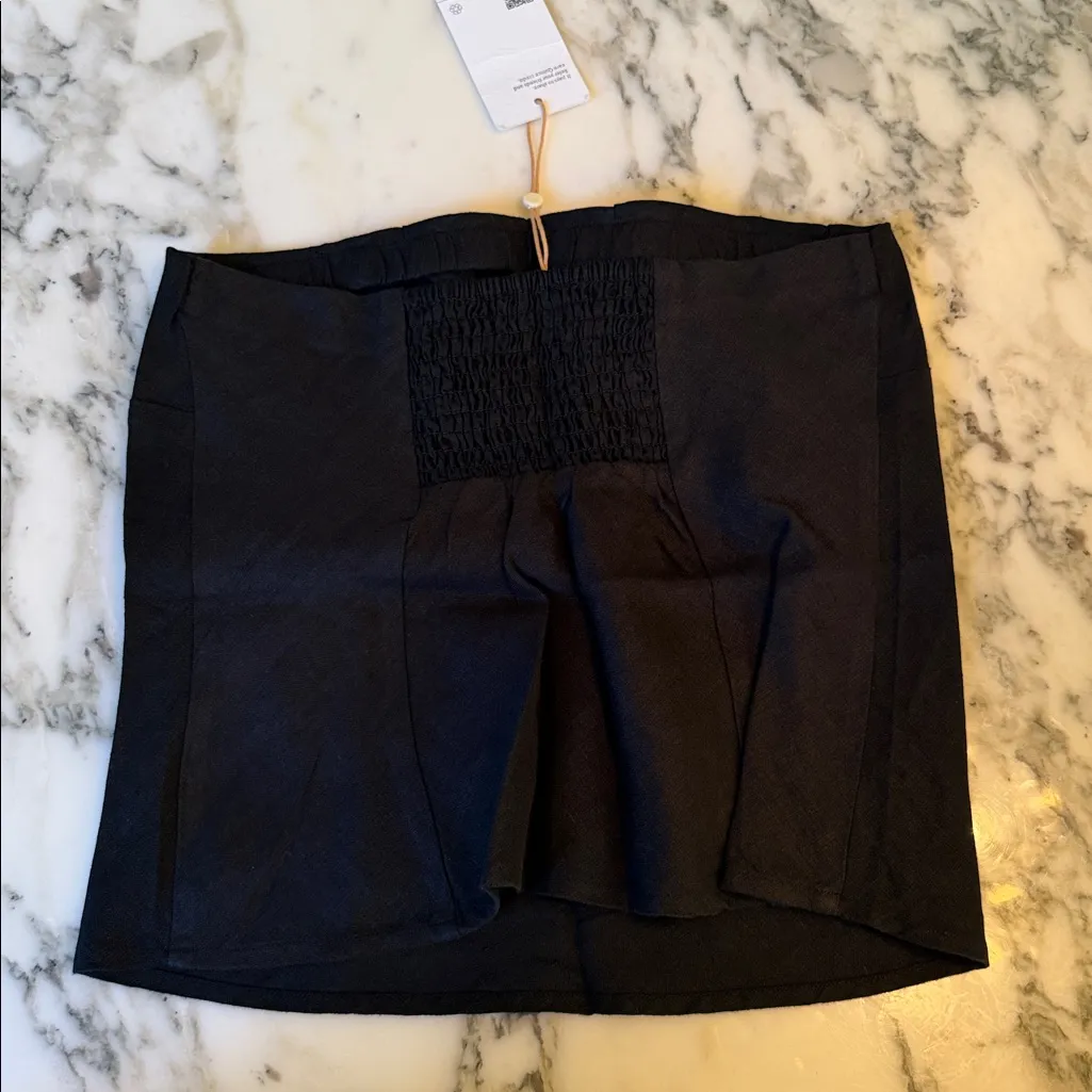 NWT Quince 100% European Black Linen Strapless Top Sz XS - Image 5