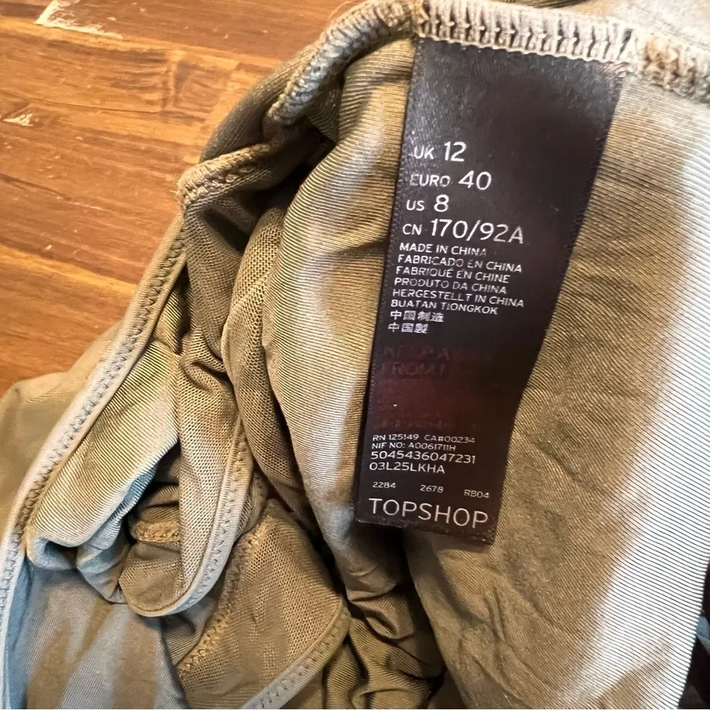 TopShop Olive Green One Piece Swimsuit High Neck Mesh Strapy Sexy Back Size 8 - Image 7