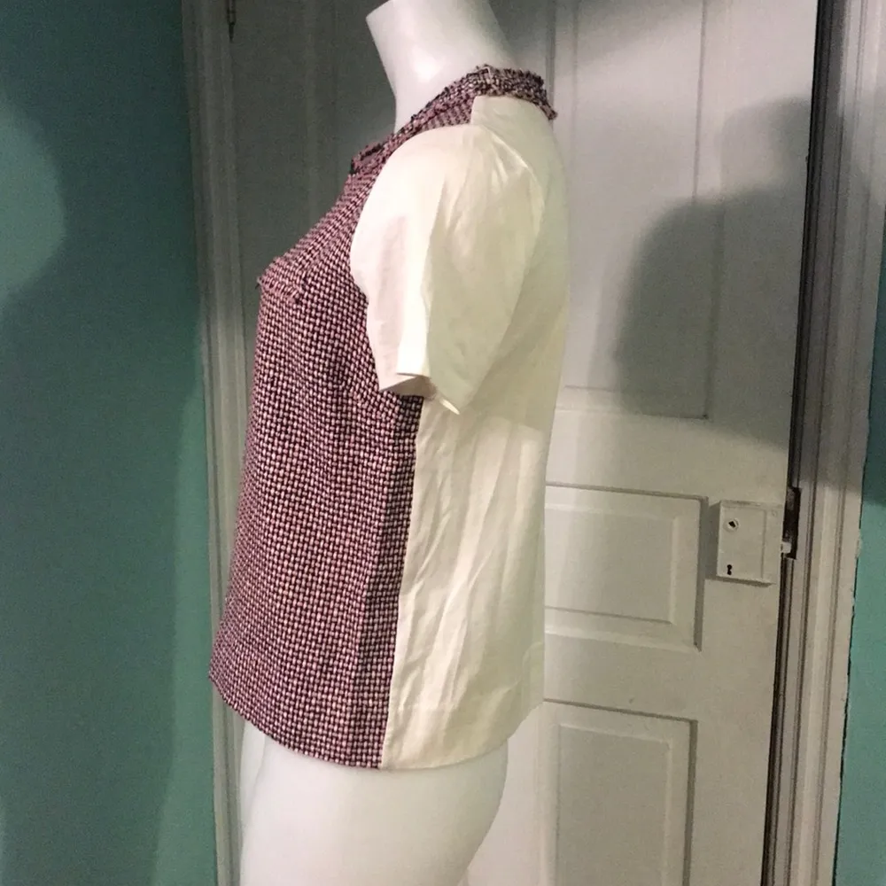 J. Crew Tweed Front Tee SzXS - Image 3