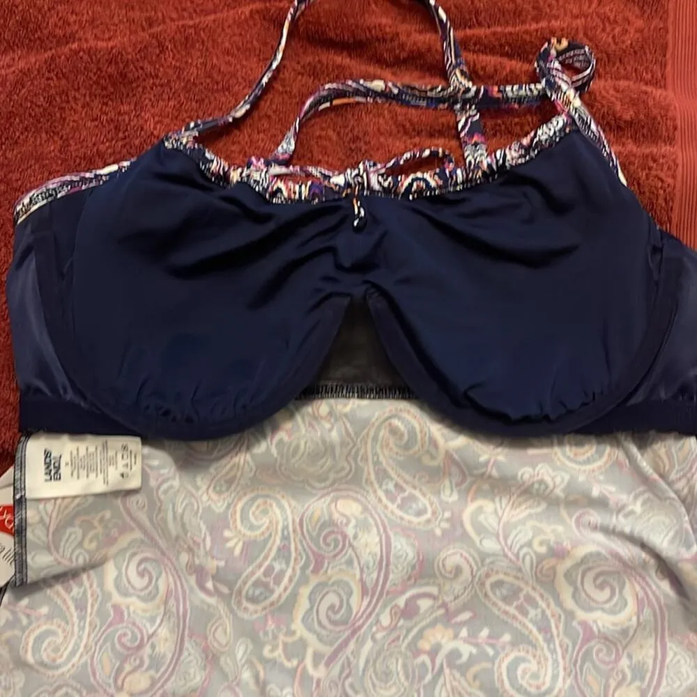 Lands' End Lands’ End Paisley Tankini Sz 12 with Underwire - Image 5