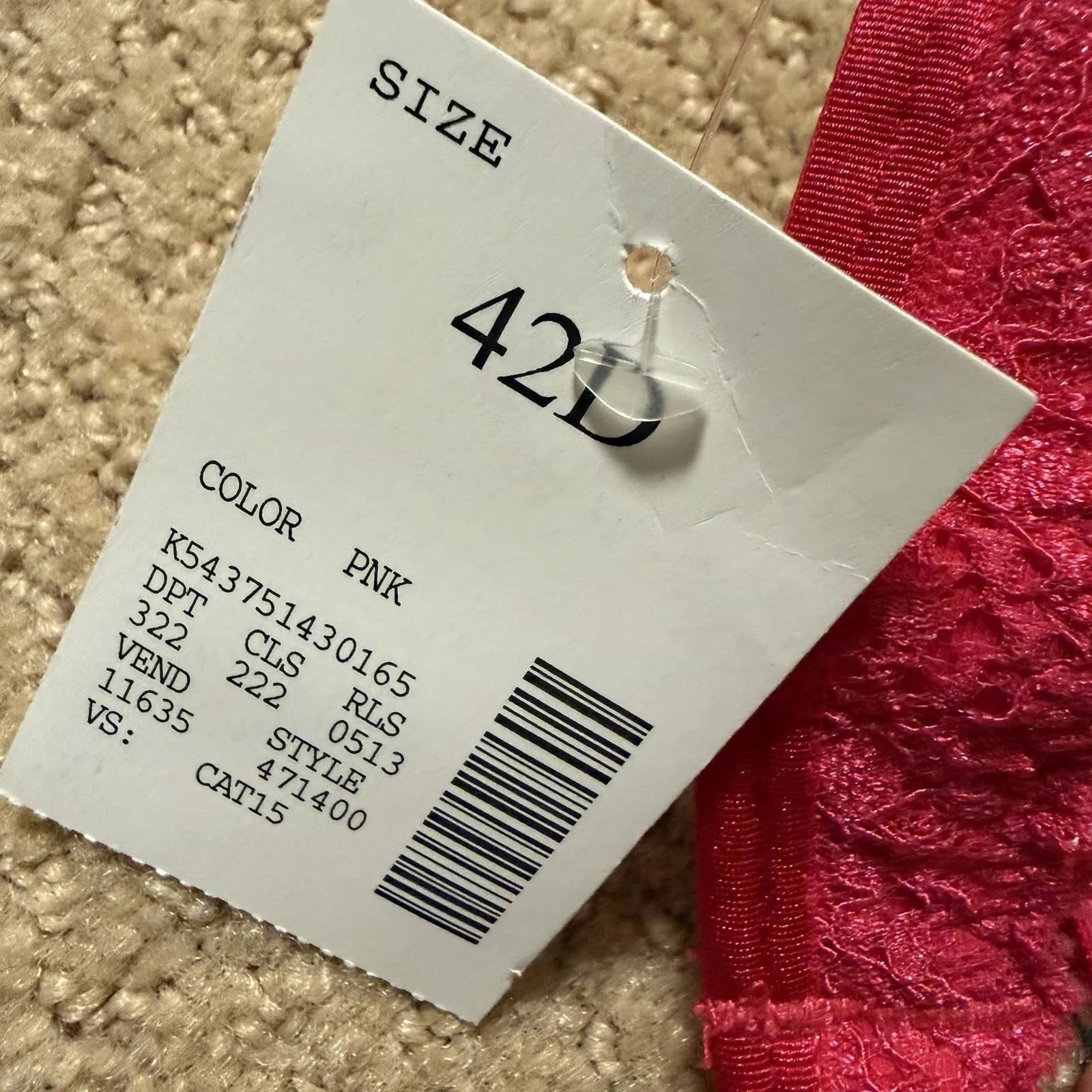 SERENADA Size 42D NWT Full Coverage Cotton Knit Wireless Bra #11070135 Pink NEW Black - Image 6