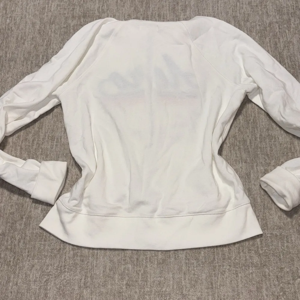 Large Aeropostale Aero Zip up hoodie Womens cream rainbow stripes embroidered - Image 5