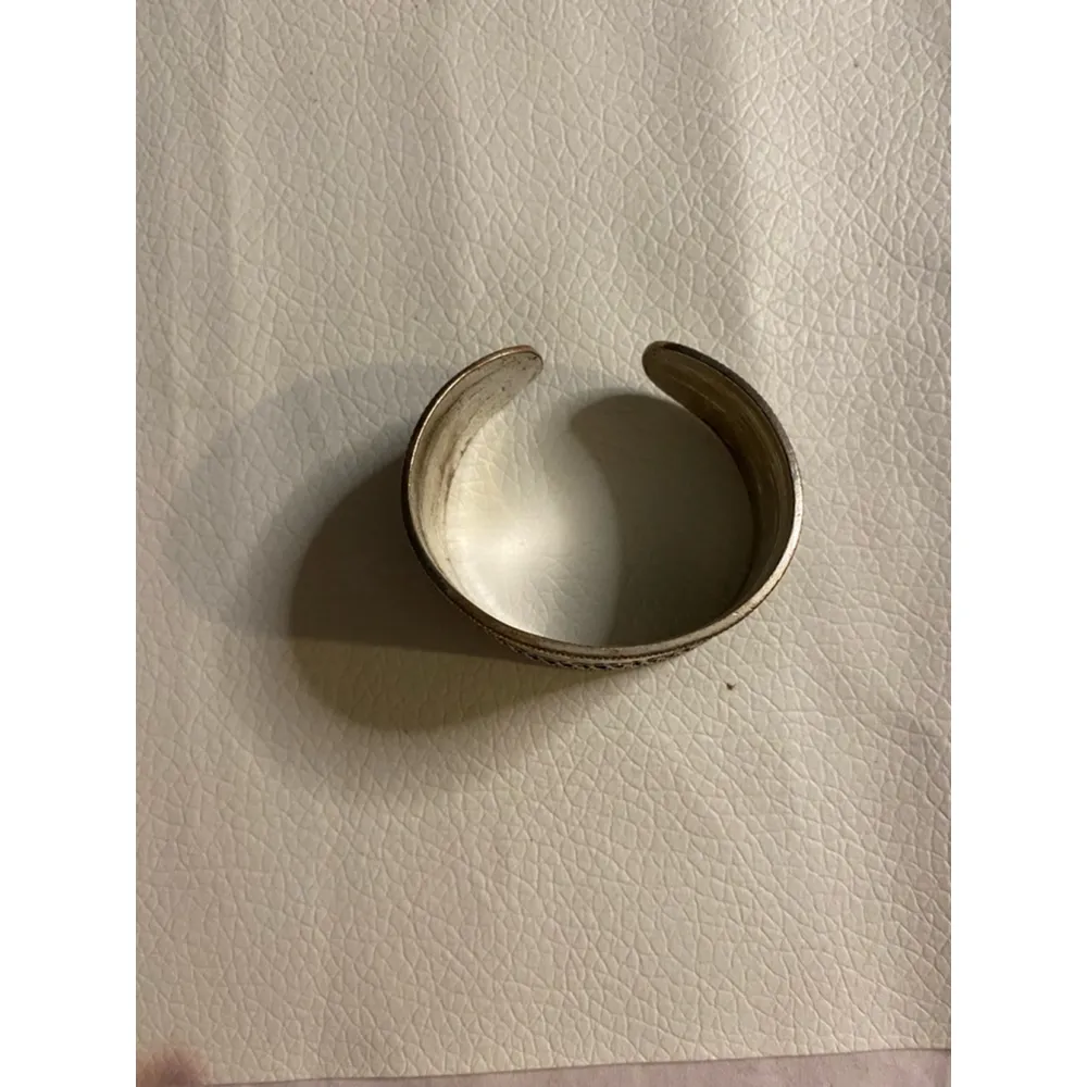 Unbranded Cuff Bracelet Hammered Boho Tribal Engraved Silver-Tone - Image 3